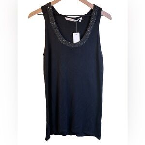 Soft Surroundings NWT Heavenly Soft Black Knit Sequin Shell Top Size Medium
